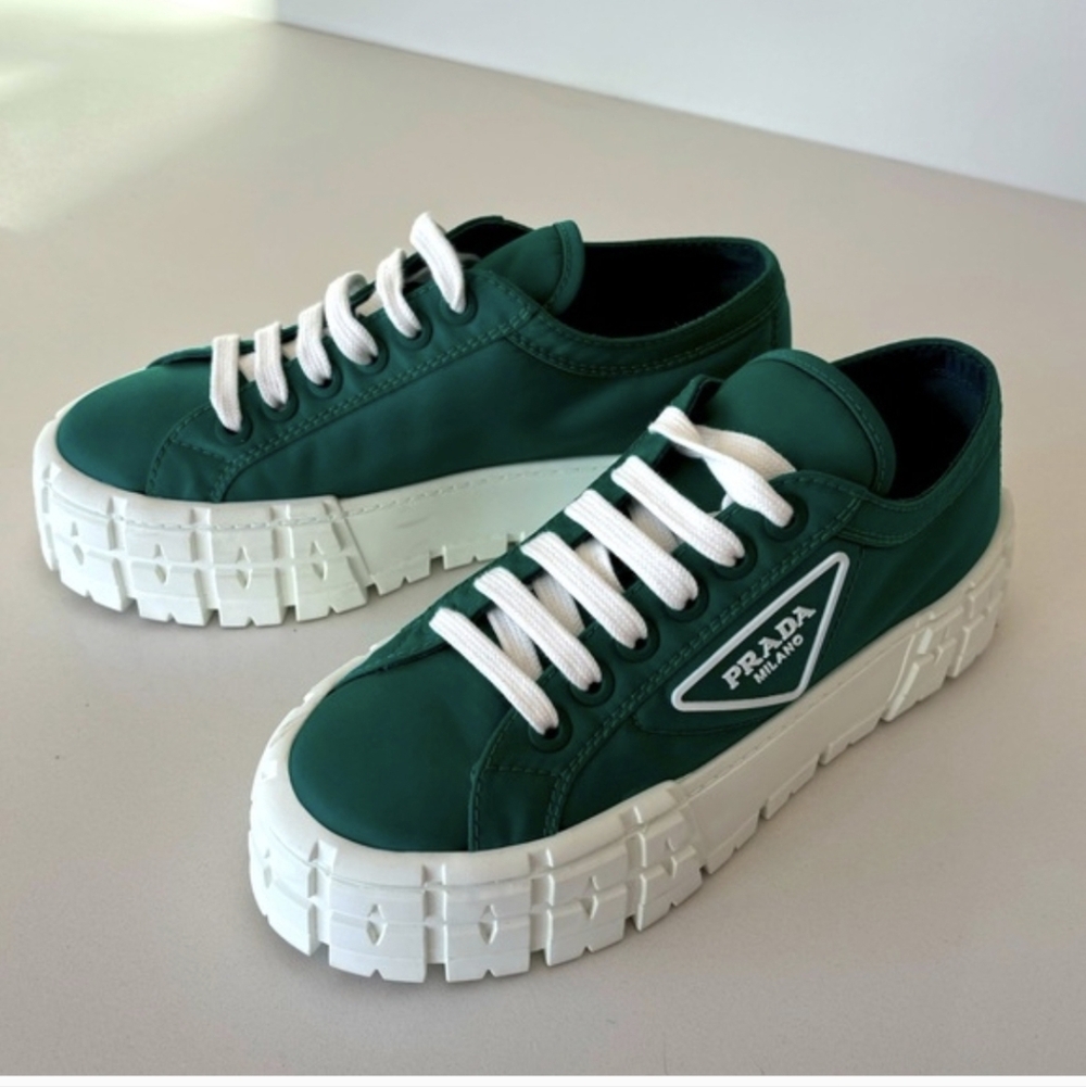 Authentic Prada Green Platform Tennis Shoes Sz 40 (10) - Picture 9 of 10